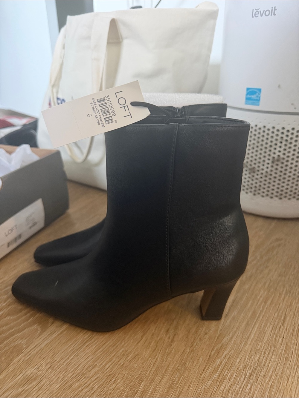 LOFT Black Leather Ankle Boots NWT